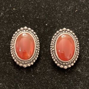 Mark Wasserman Samara Sterling Silver Carnelian Clip Earrings